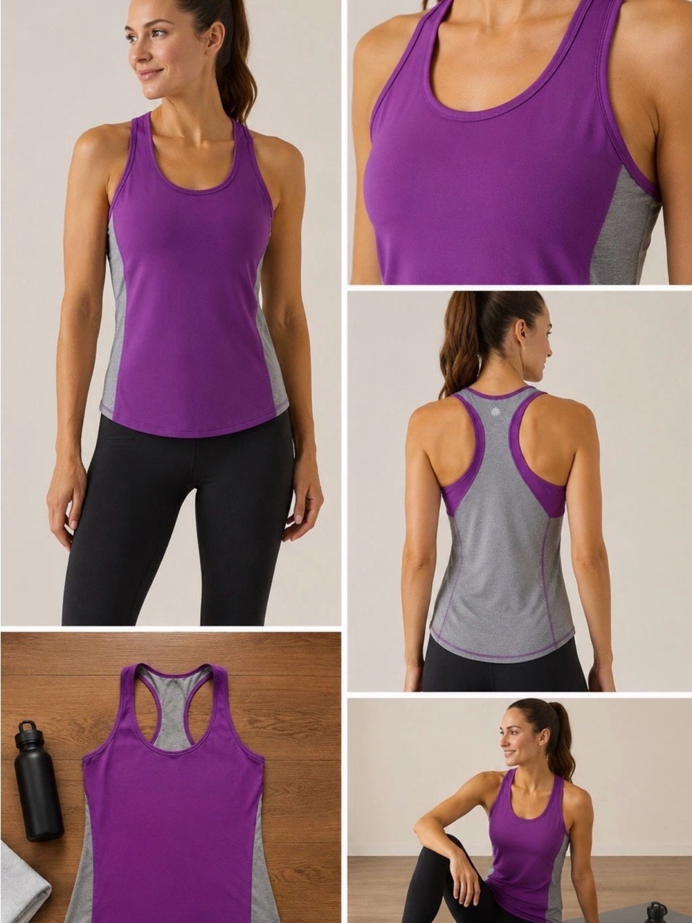 Athleta Women’s Purple Gray Racer Back Tank Top S Athletic Exercise Athleisure